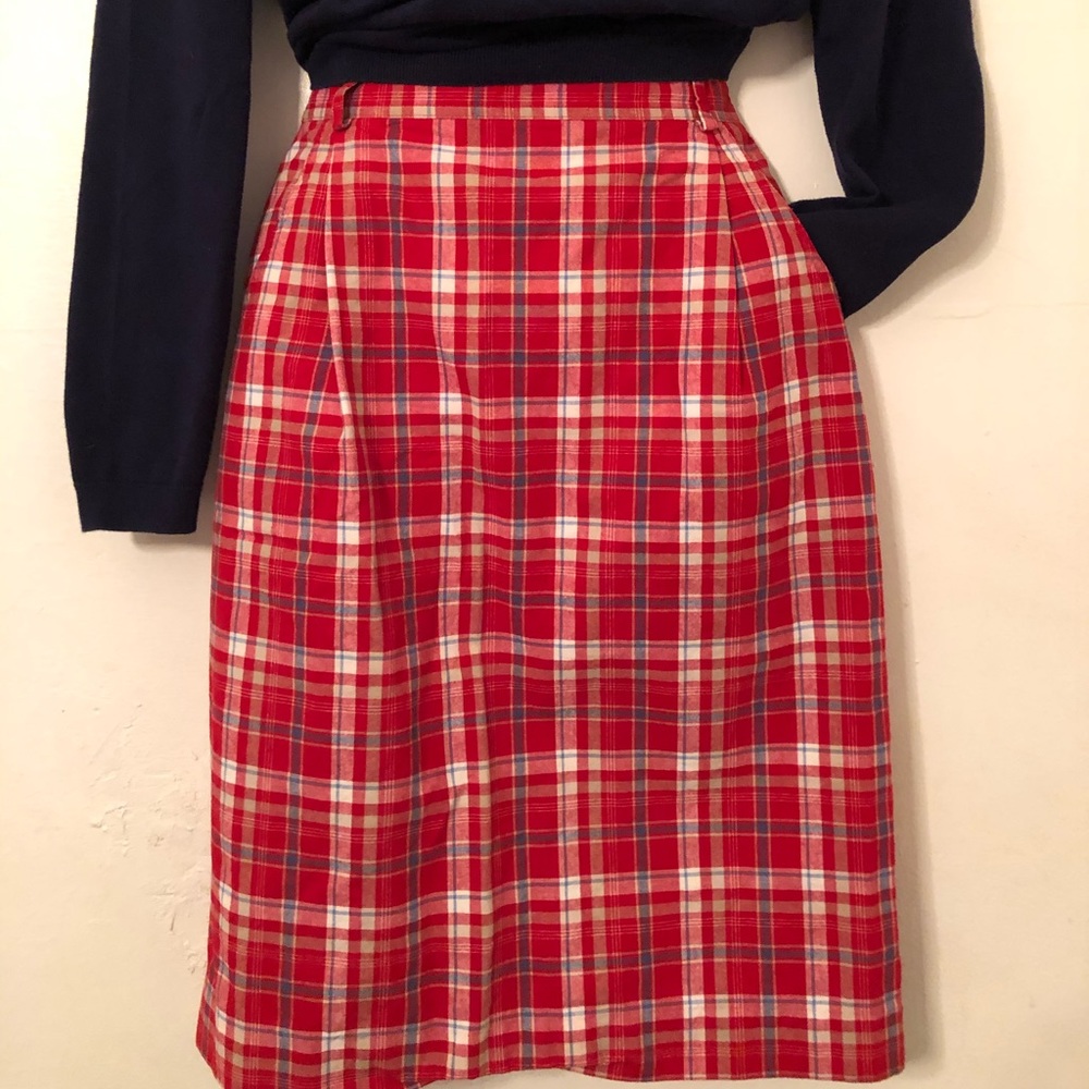 Vintage David Brooks Red/White/Blue Plaid Skirt 8